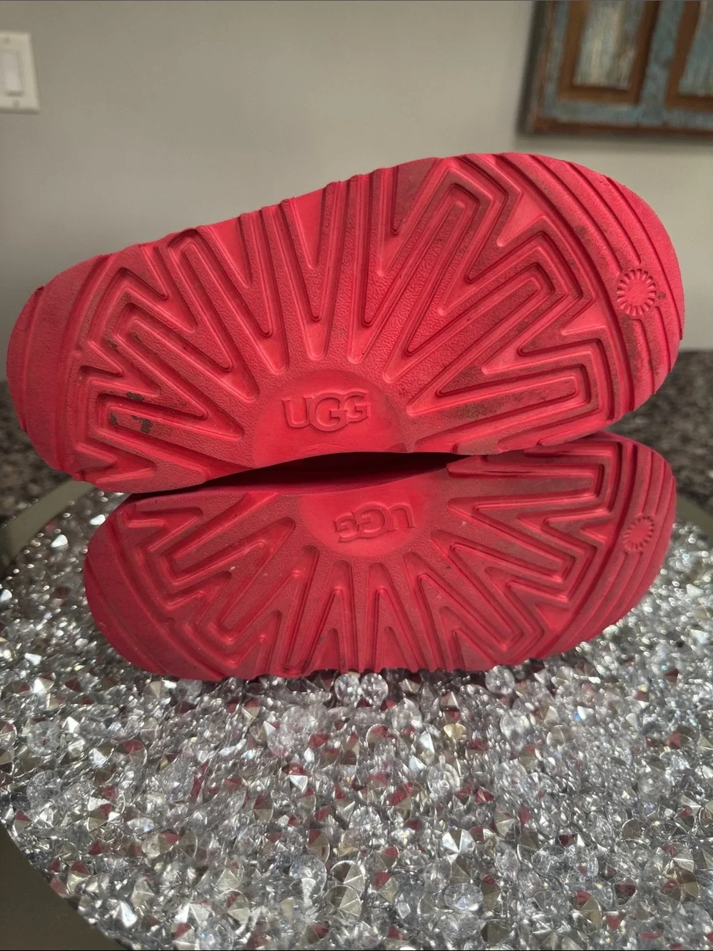 UGG Kids Red Glossy Waterproof ankle Boot EUC 13